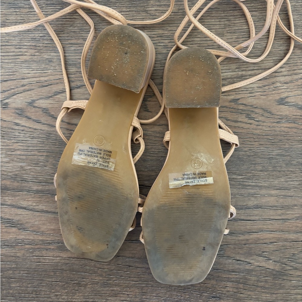 Elegant Tan Strappy Women's Sandals - Picture 2 of 2